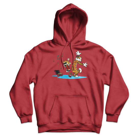 Calvin and Hobbes Dancing with Record Player Unisex Hoodie