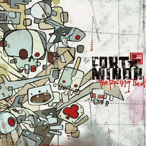 Album cover with robot illustrations and text 'Fort Minor' on a textured background